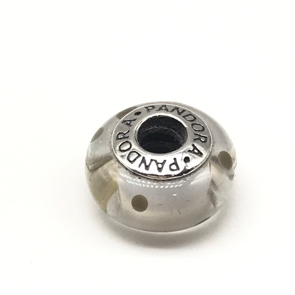 Pandora White Clear Spotted Murano Glass Charm - Picture 1 of 3
